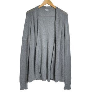 Crippen Women’s Linen Blend Knit Open Cardigan in Gray Size M/L
